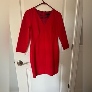JCrew red long-sleeve sheath dress in stretch ponte, 6P, NWOT